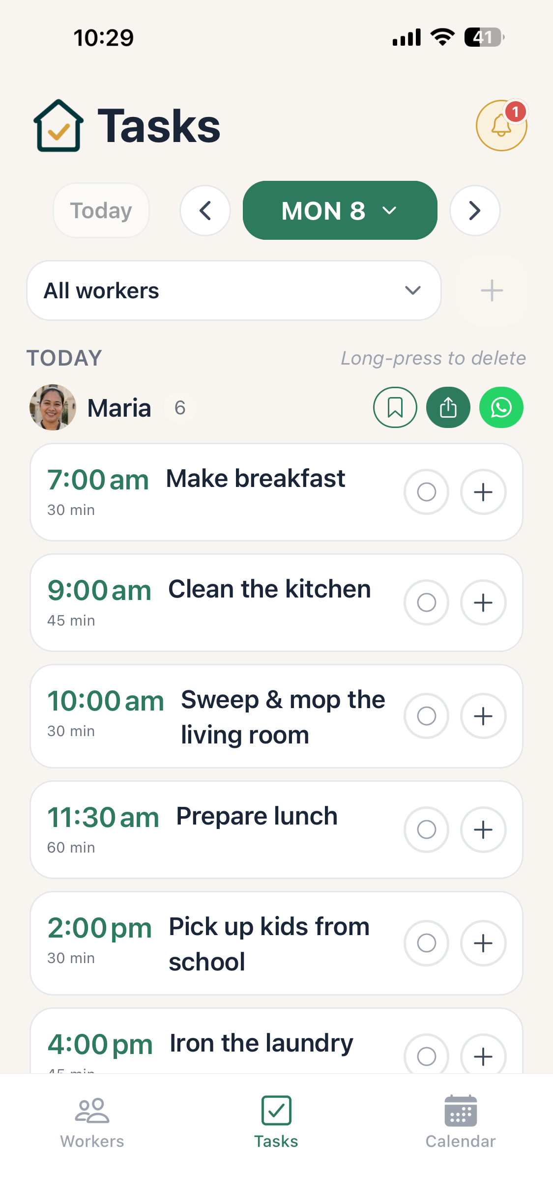 Khidma task list